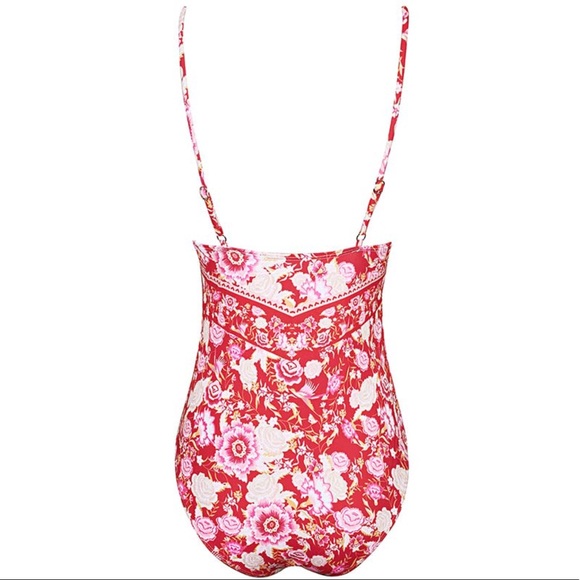 Floral Lace-Up & Tassels Swimsuit - Picture 5 of 8